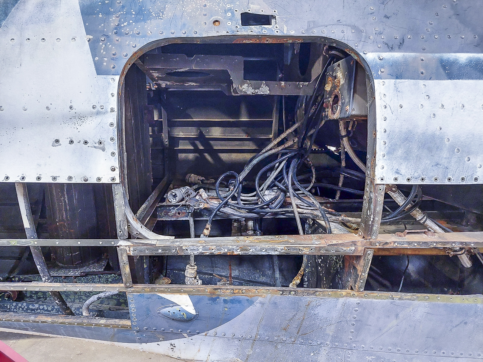 Douglas SBD Dauntless fuselage view prior to strip down.